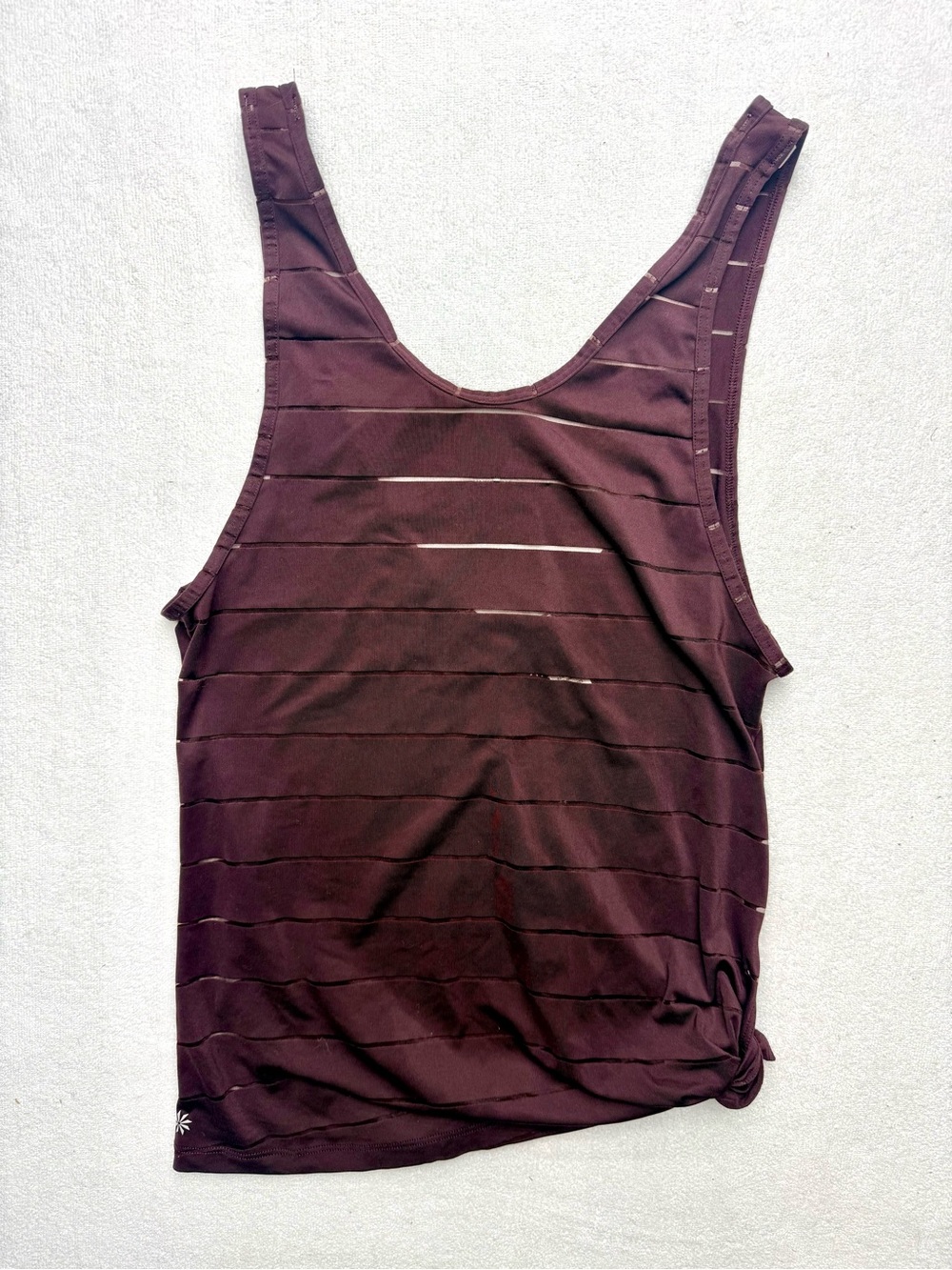 Athleta Maroon Striped Athletic Tank Top